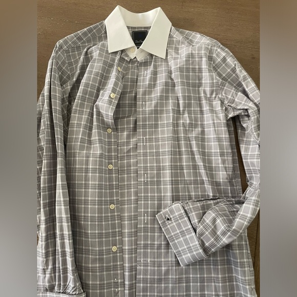 DAVID DONAHUE Trim Fit French Cuff Dress Shirt Size 15.5 - 34/35 - Picture 4 of 5